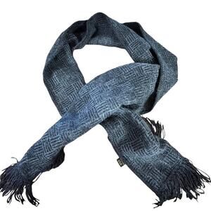 Andean Tradition Alpaca Blend Peru Made Gray Black Warm Winter Scarf Fringe